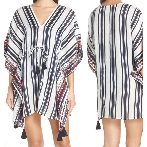 Tory Burch Other - Tory Burch Ravena Navy and White Beach Cover Up